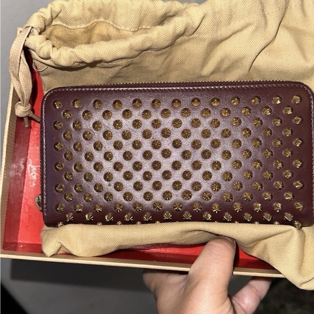 Studded Christian louboutin wallet with dust bag and box